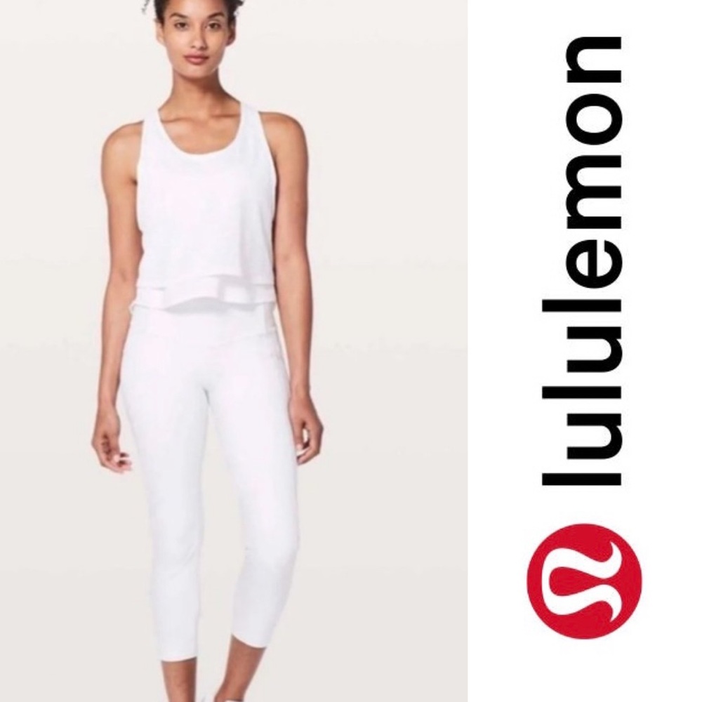 Lululemon White All The Right Places Crop II Sz 8